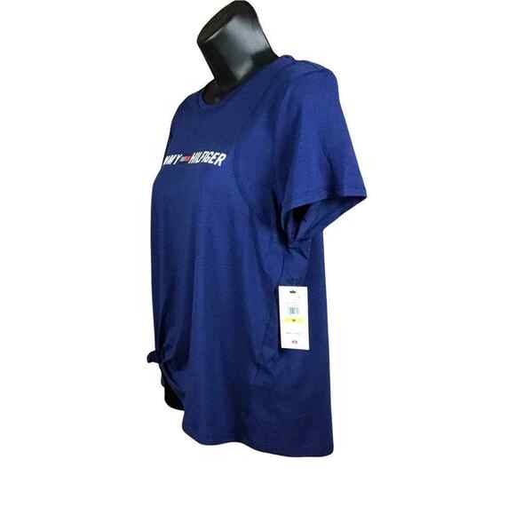 Tommy Hilfiger Women’s M Blue Pullover Knot Front T-Shirt Top Logo NWT - Picture 4 of 16